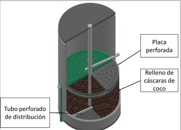 Figura 1. Esquema de filtro anaerobio en funcionamiento 