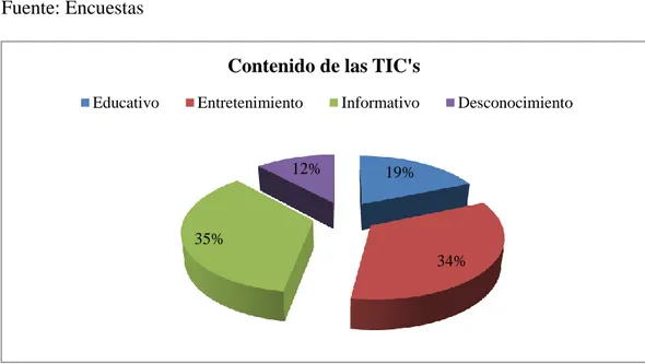 Figura 9. Contenido de las TIC’s  Fuente: Encuestas  