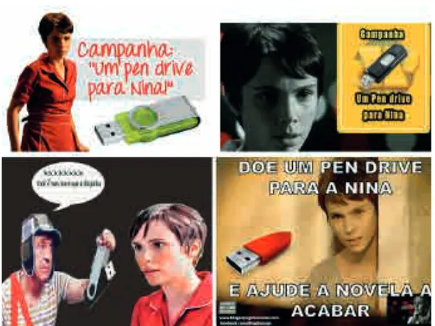 Figura 1: Exemplos de fotomontagens da campanha “Um pen drive para Nina”