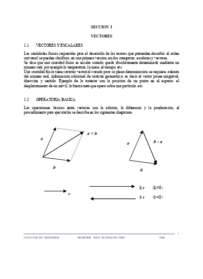 A + B B - A B B SECCION I VECTORES 1.1. VECTORES Y ESCALARES