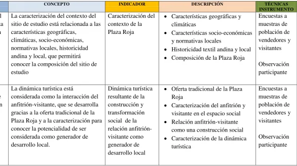 Cuadro 1. Operatividad de las variables 
