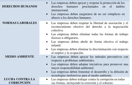 Tabla 1. Principios Pacto Global 