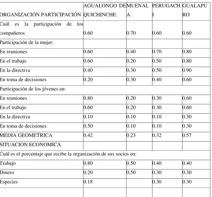 Cuadro de participación 