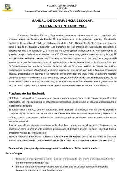 Manual De Convivencia Escolar Reglamento Interno 2016 9400