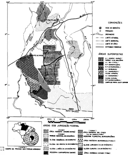 FIG. 02 - Mapa das Areas Reservadas no Vale do Tapaj6s.