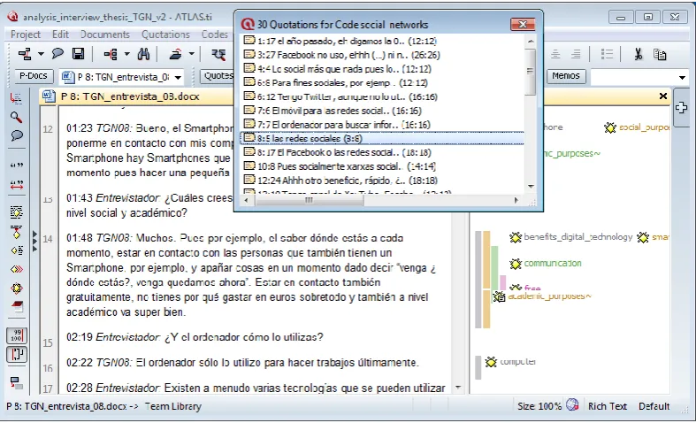 Figure 6. Sample of analysis process in Atlas.ti. 