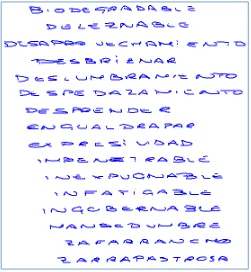 Figure 1.2:  The 16 uppercase Spanish words in the BiosecurID database, written by one of the donors (see section 3.4.2 for further details)