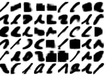 Figure 4.4: A set of invariant clusters (prototypes) obtained from handwriting samples  (Taken from [92])
