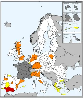 Figure 2.2.13. Top 10% regions with presence of industrial activities in the construction sector (2009)