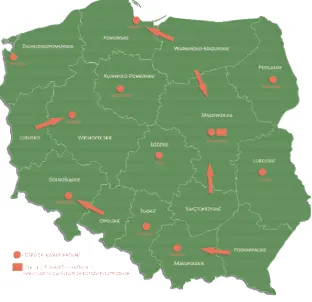 Figura 2. Centros de calificaciones en Polonia. 
