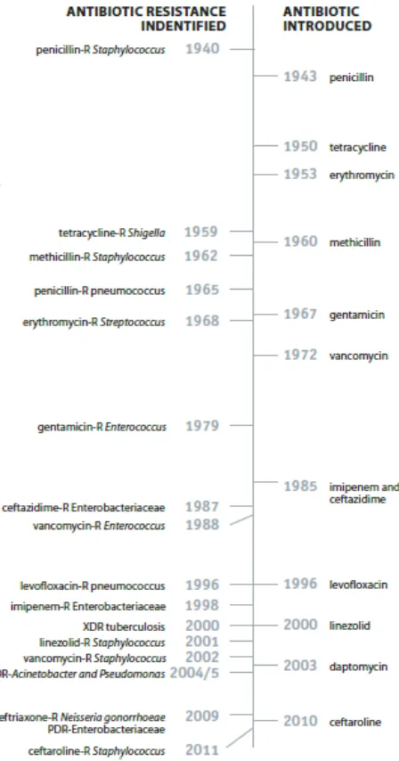 Figure 3. Timeline of antibiotic deployment and the evolution of antibiotic resistance