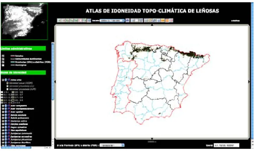 Figure 2.1 Web display of the Atlas of Topo-climatic suitability. 