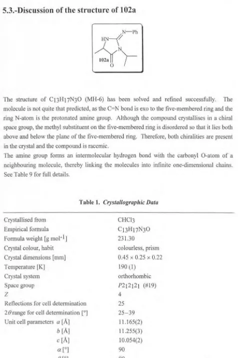 Table 1. Crystallograpltic Data 