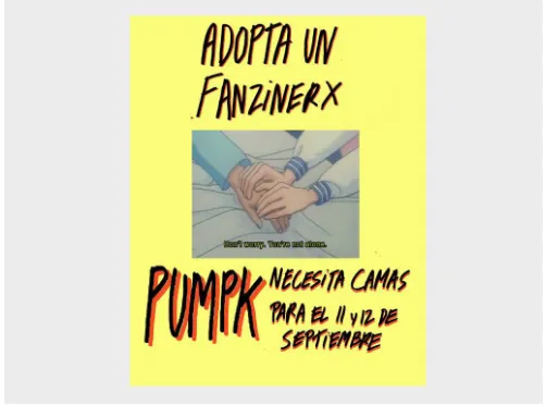 Figura 2: Una de las imagenes de el gif animado y cartel en el que piden colaboración para alojamineto del festival Pumpk  en Pamplona, 2015.