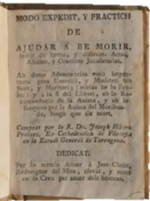 Fig. 2. Josep Hivern, Modo expedit, y practich de ajudar á morir, 1756. 