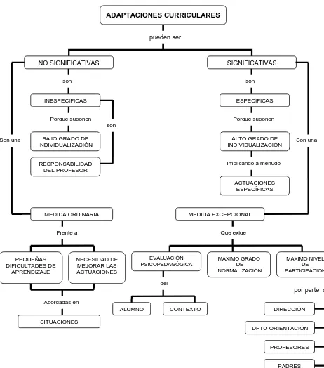 Fig. nº 2. Representación gráfica de los tipos y características de las adaptaciones curriculares