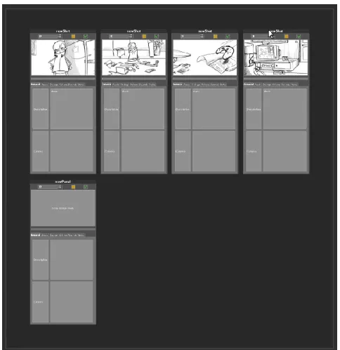 Figure 3.3.2: A complete sequence can be described as a set of panels. Each shot is described by one or multiple panels that contain all the relevant information for the pipeline and the artists