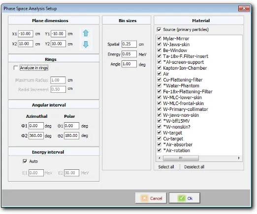 Figure 4.23: Phase space analysis setup dialog.