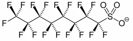 Figura 1.9.  Estructura química del sulfonat de perfluorooctà (PFOS) 