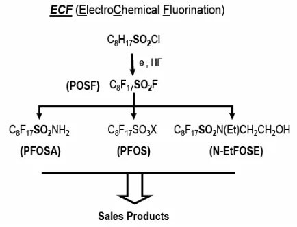 Figura 1.10. Procés esquemàtic de fluoració electroquímica (ECF) 