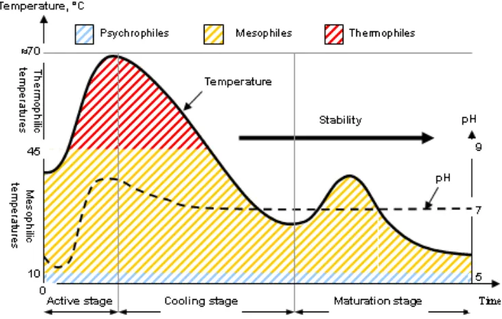 Figure 1.5: Typical temperature profile of a composing process. 