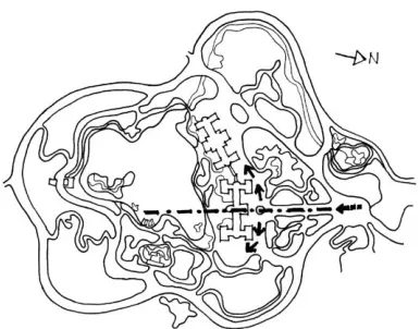 Figura 98 – Circulación que indica acceso, entrada y la línea axial, ya más floja, responsable por alinear el lago y la edificación