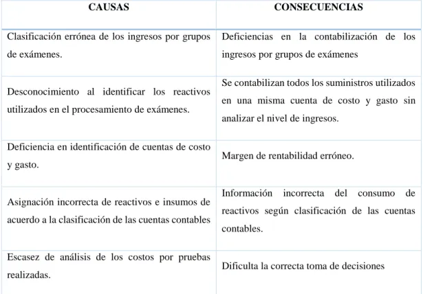 Tabla 1: Causas y Consecuencias 