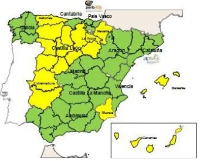 Figura  4. Mapa de la difusión actual del aprendizaje-servicio en España. 