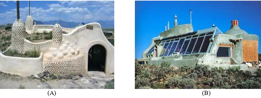 Figura 2.3 – Ejemplos de arquitectura eco-céntrica: viviendas auto-suficientes en Nuevo México 