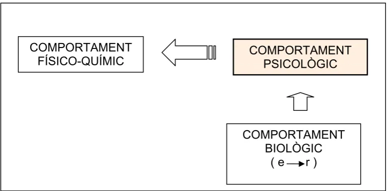 FIGURA 6. Relacions de dependència material del comportament psicològic sobre el biològic i de finalitat sobre el fisico-químic