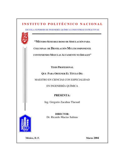 Método Semi Riguroso De Simulación Para Columnas De Destilación ...