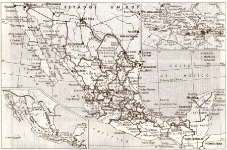 Figura 37. Mapa de las regiones que se visitaron en México. 