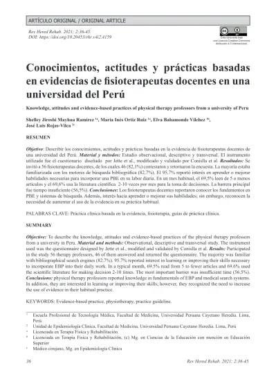 Conocimientos Actitudes Y Prácticas Basadas En Evidencias De