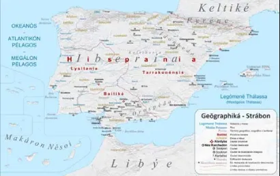 Fig. 6: Hispània segons Estrabó (es.wikimedia.org). 