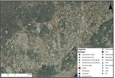 Fig. 9: Mapa de jaciments del Primer Ferro documentats al Vallès.  