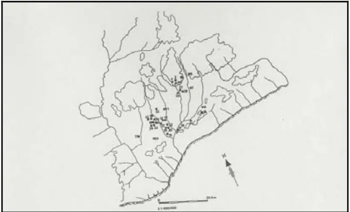 Fig. 10: Assentaments del Bronze Final al Vallès segons Marcet i Petit (Marcet et al. 1985)
