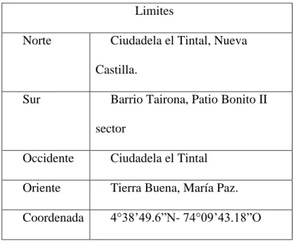 Tabla 4 Limites área de estudio