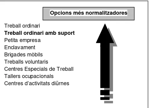 Figura 4.2  Opcions d’ocupació laboral per a persones amb discapacitat Font: adaptat de Serra, 2000 