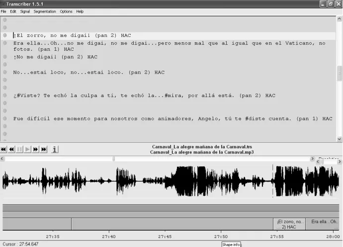 Figura 3. Programa de transcripción Transcriber