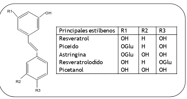 Figura 1.5. Estructura química de los estilbenos. 