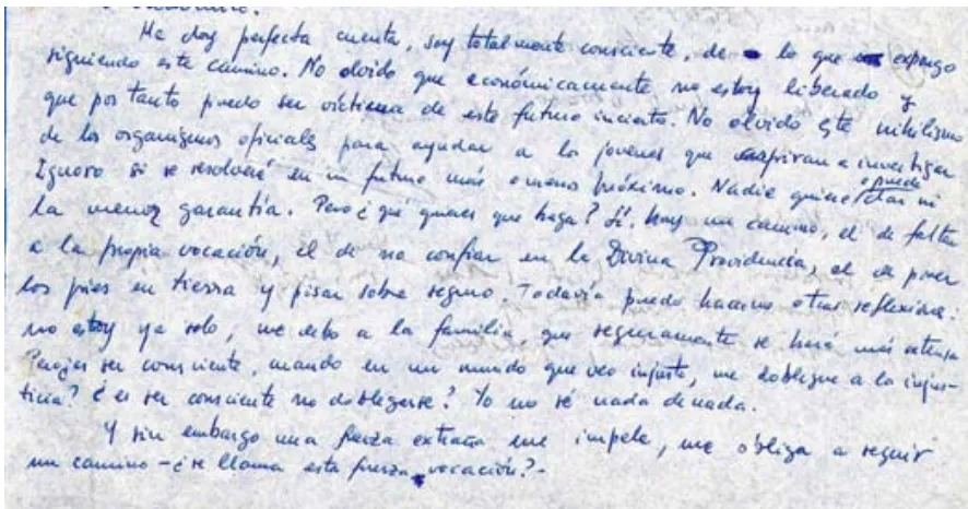 Figura 10: Fragment de carta de Palau a Subirana des de Londres, ca. 1964, sobre els problemes econòmics amb que el primer es pot trobar quan torni a Barcelona