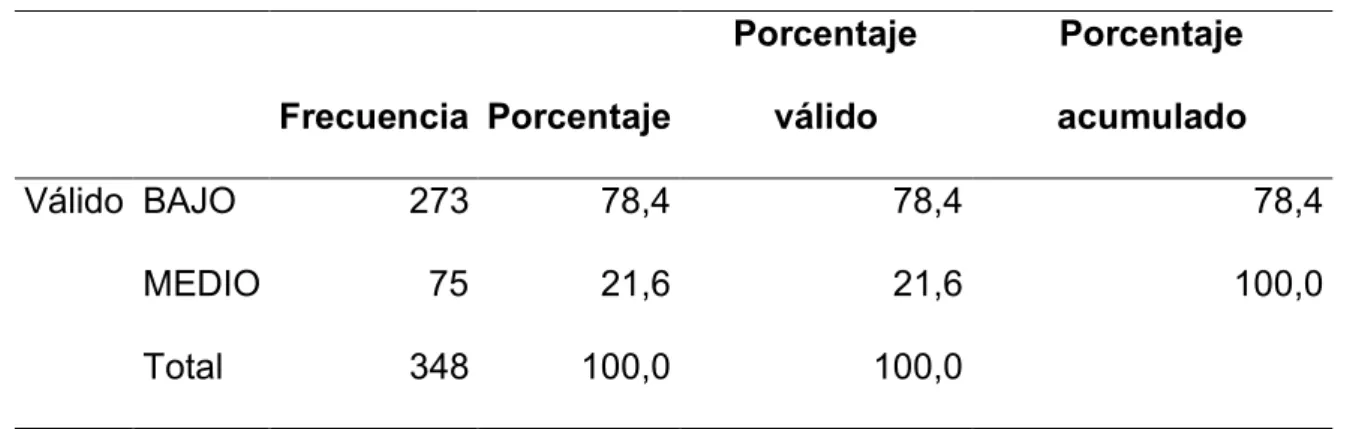 Tabla 4.  Niveles de formalización 