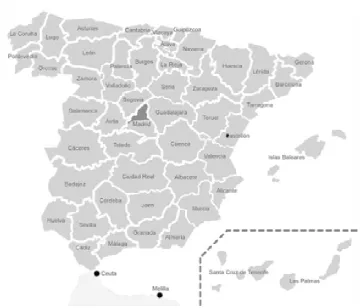 Figura 4.1. Las 52 provincias de España 