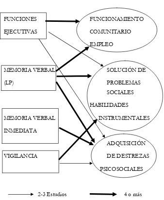 Figura 4: Relaciones entre variables cognitivas y funcionales (Adaptado 