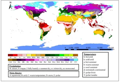 Figure 1.2. World map of the Köppen-Geiger climate classification (Source: own 