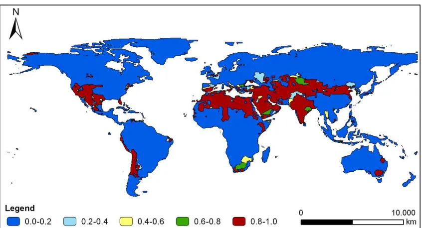 Figure 1.3. World’s Water Stress Index (et al. 2009Source: Own elaboration based on data from Pfister )