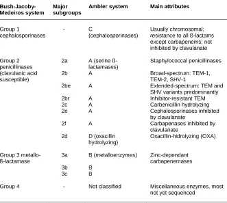 Table 2. ß-lactamase classification  