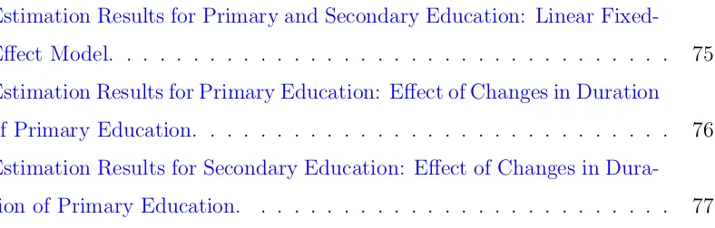 Table 3.3Estimation Results for Primary and Secondary Education: Linear Fixed-