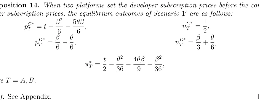 Table 2.3: Subscription prices on two sides of Scenario 1′