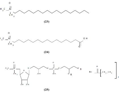 Figure 6.  Structures of the arsenic hydrocarbons (23), Arsenic fatty acids (24) and arsenic phospholipids (25)